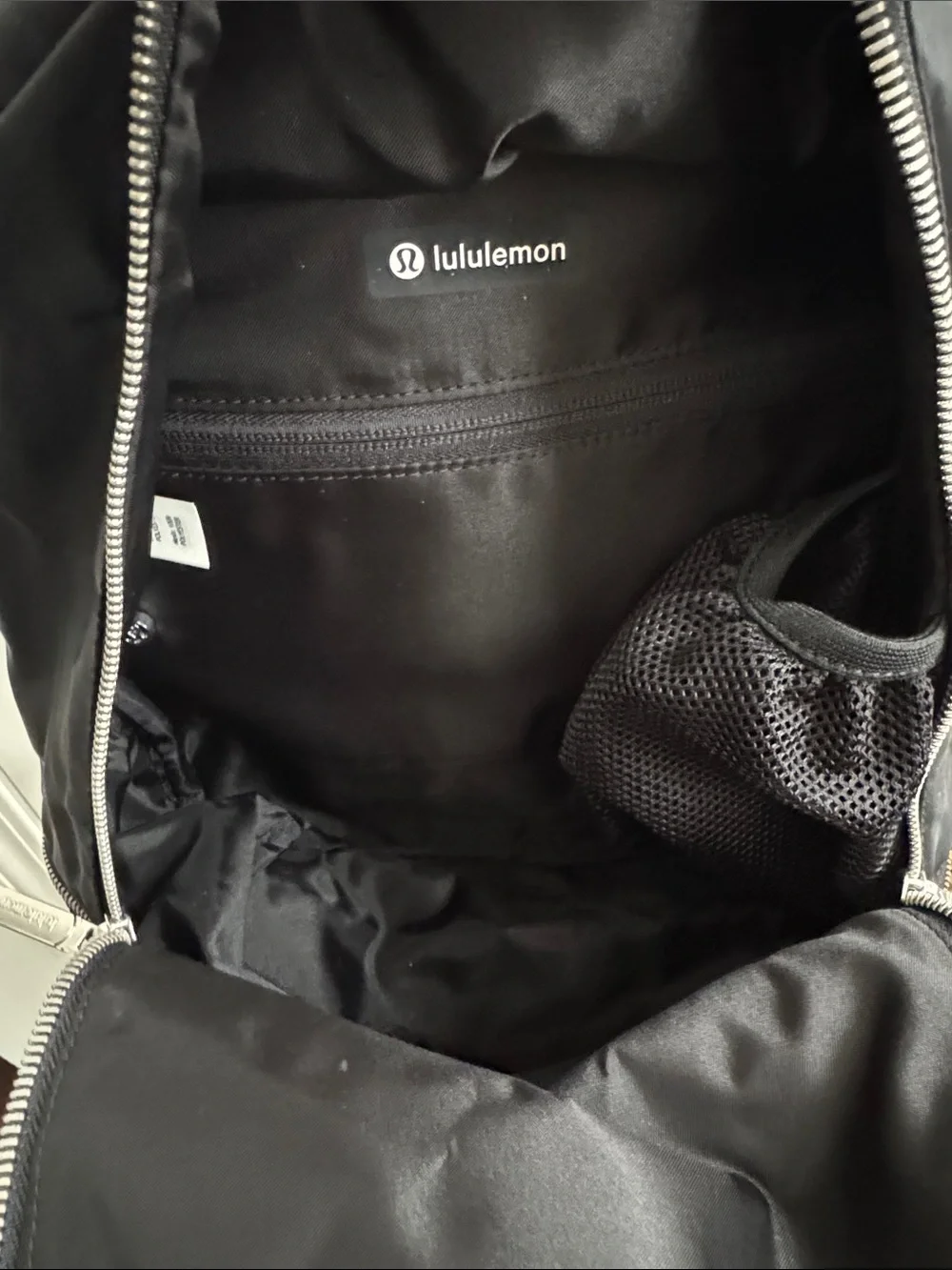 lululemon athletica Black Nylon Zip-Front Backpack with Silver Hardware